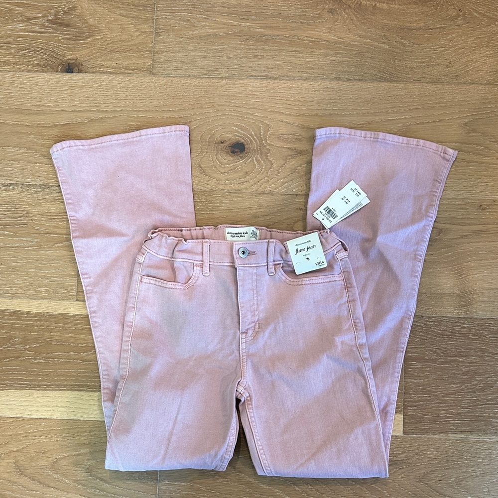 abercrombie kids Light Pink High Rise Flare Jeans